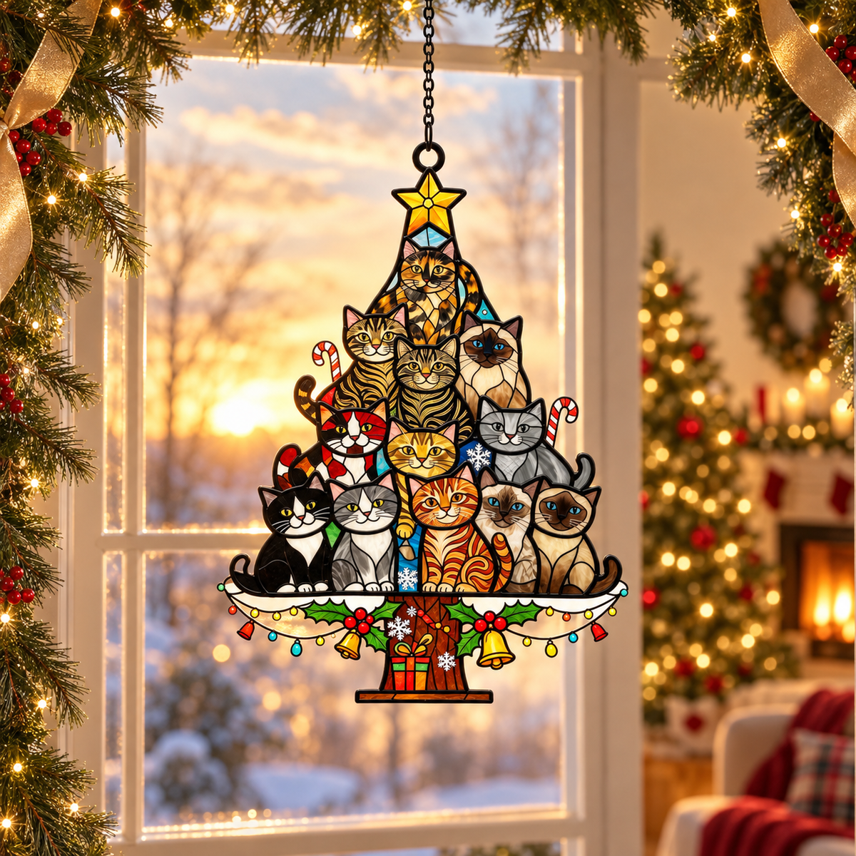 Cat Christmas Tree Acrylic Suncatcher, Christmas Tree Made of Cats Acrylic Suncatcher, Christmas Home Decor Cat Art, Gift for Cat Lovers a8a2ab4b-c72d-44f2-8a10-99fdfd74b739-banner-1.png