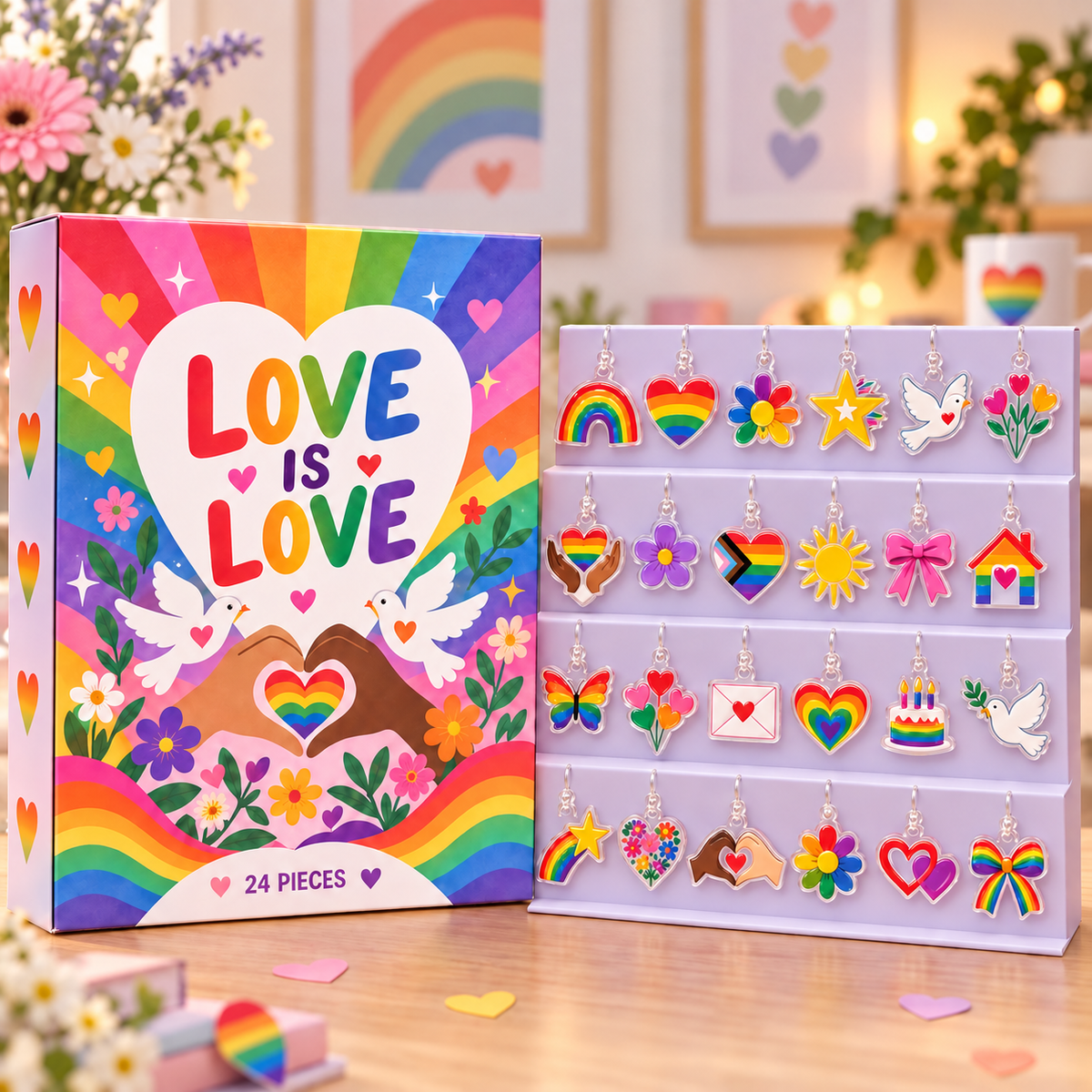 Love Is Love Advent Calendar, 24 Acrylic Hanging Tokens, LGBTQ Christmas Gift, Pride Couple Countdown, Rainbow Decor Gift For Friends a8b348f1-d790-44f3-b2a4-1f864af62c94-g1.png