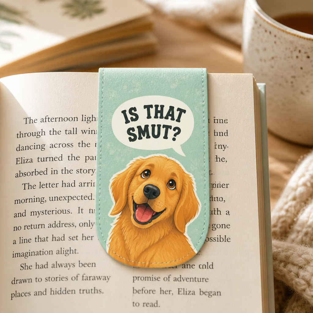 Is That Smut? Golden Retriever Magnetic Bookmark - Magnetic Leather Bookmark a8bb86de-4c95-47aa-bcb1-20c91905984a.png