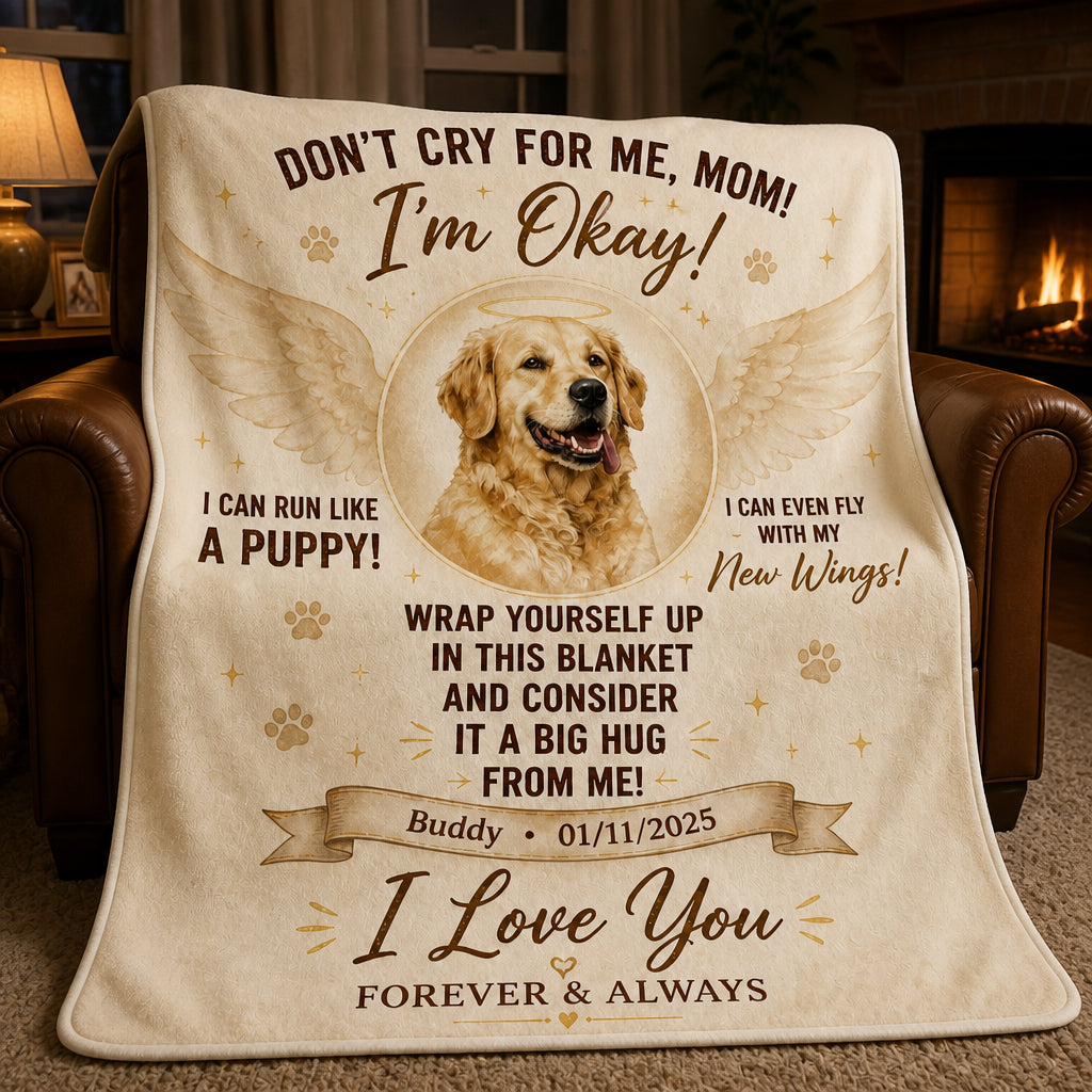 Pet Memorial Blanket – Don't Cry For Me, Mom (Photo, Name & Date) - Personalized Blanket a8ed4915-ef9b-4f26-bc75-c28406a1e7e1.jpg