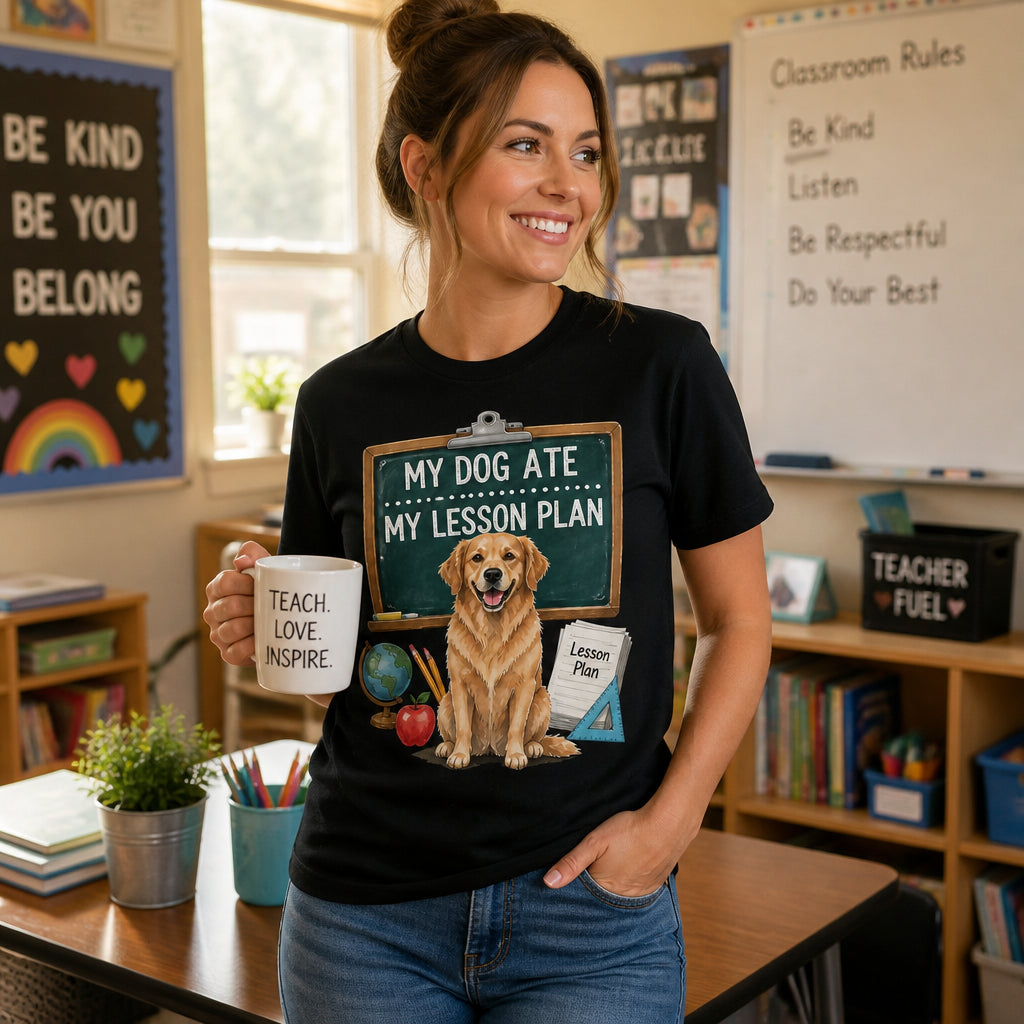My Dog Ate My Lesson Plan — Custom Pet Portrait Teacher Tee - Personalized T-shirt a8f464cd-5a38-40c7-be4d-8bfb3261c093.jpg