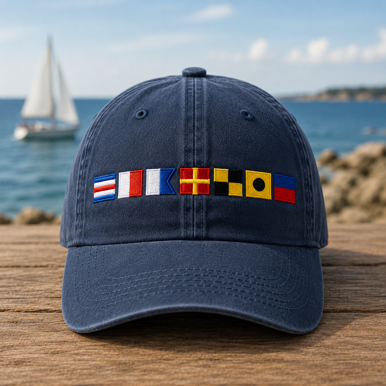 Personalized Name In Nautical Flags Embroidered Baseball Cap, Fathers Day Gifts For Dad, Custom Boating Sailor Boat Captain Hats Presents