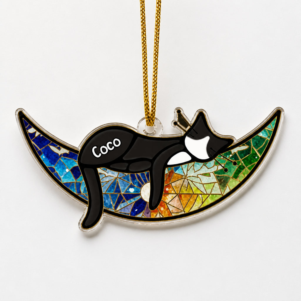 Personalized Cat Name Stained-Glass Crescent Shape Ornament - Personalized Shape Ornament a917a386-8440-4d74-825d-d80d8d34e283.jpg