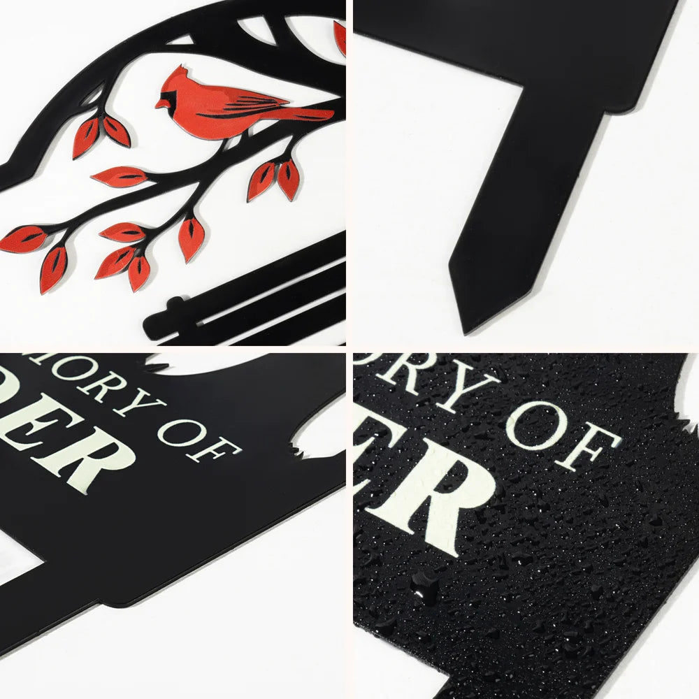 Planted In Memory Of Personalised Cardinal Bird Theme Garden Stake with Text Name and Year Garden Decoration Memorial Gift for Loss of Family Friends