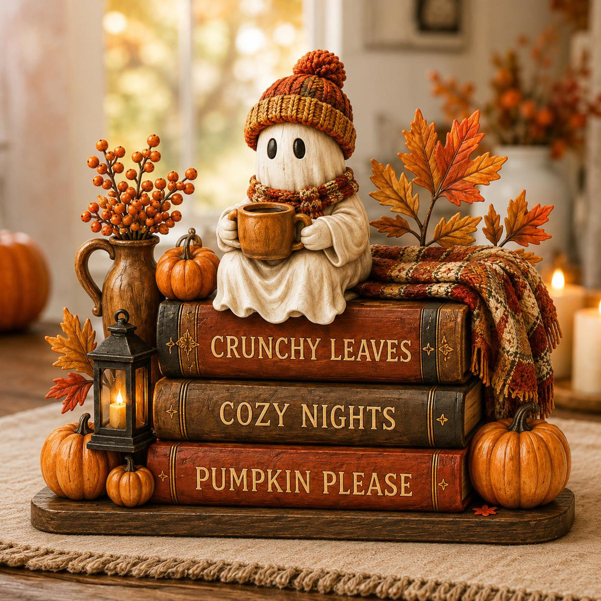 Ghost Coffee Fall Wooden block, Book Stack, Halloween BookShelf Decor a9523e0c-aea0-45ea-98c5-e5af1df4910a-1.jpg