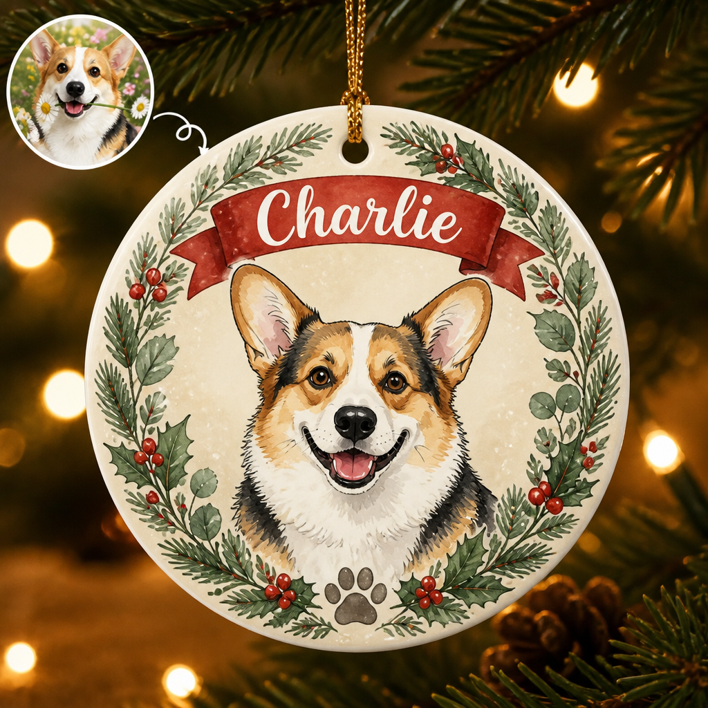Custom Pet Portrait Name Ornament – Watercolor Wreath - Personalized Ornament a95fa5bf-e8c8-460d-a162-0b0e87dc8c66.png