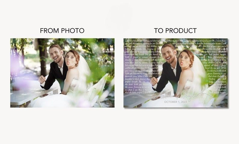 Wedding Song Lyrics with Photo Personalized First Dance Favorite Song Canvas Print 1st Anniversary Custom Sign Framed Mother's Day Gift