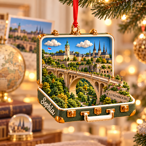 Personalized 3D Adolphe Bridge Suitcase Christmas Ornament – Luxembourg Travel Souvenir & Gift for Luxembourg Lovers a97b82e1-50e0-43b9-804a-79d142dfee40-Hanging-Luxembourg-suitcase-diorama-ornament-1.png