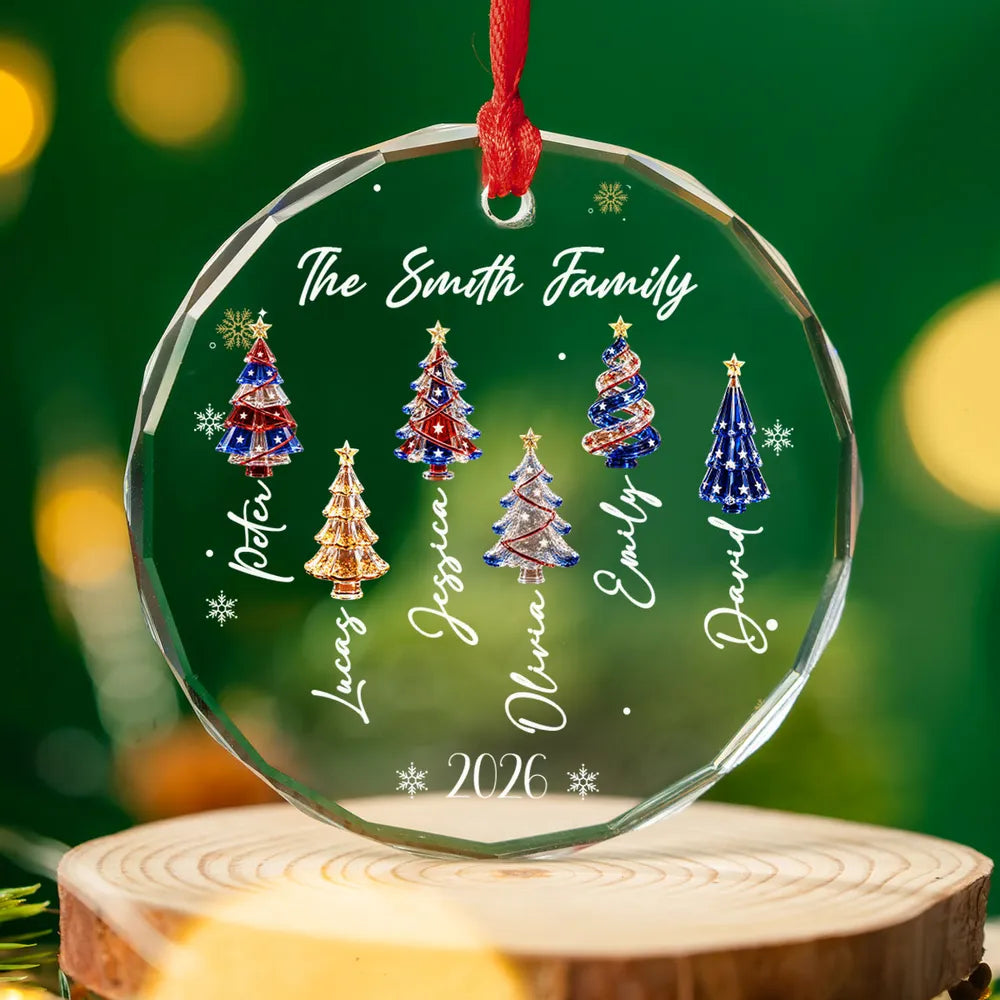 Personalized Family Christmas Glass Ornament, Custom Name Patriotic Christmas Tree Keepsake, Red White and Blue Family Ornament 2026, Gift for Family Members a98134b7-4fd2-437b-95c4-e1784861b059-4.webp