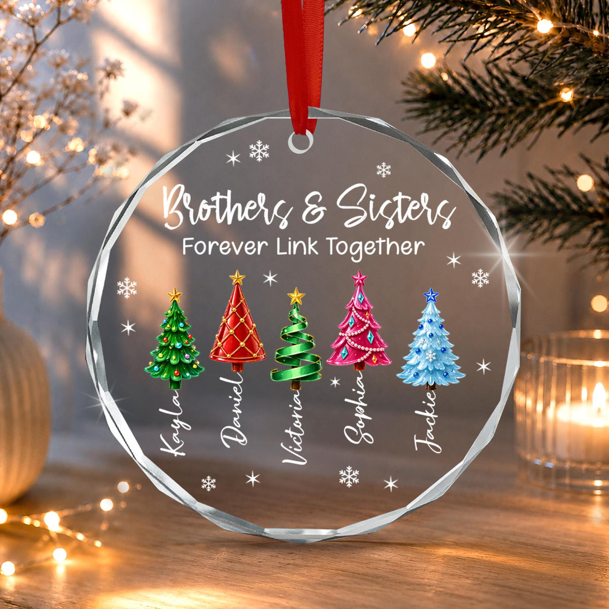 Personalized Brother & Sisters Siblings Christmas Tree Circle Glass Ornament a9817970-affc-4453-aa5a-cbb32fe5fa37-1.jpg