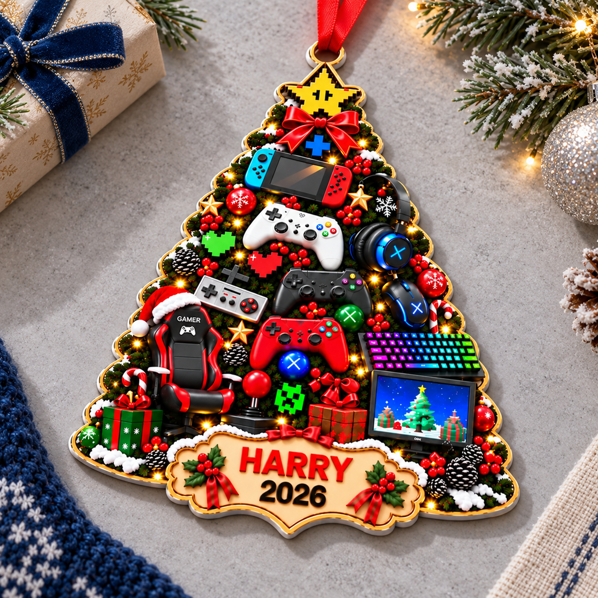 Custom Name Gamer 3D Relief Ornament, Gaming Christmas Tree Shape, Gift for Him, Stocking Stuffer, Gaming Ornament, Player Christmas Gift a98b144a-b672-4465-a14f-92ad5522fb65-ff01d27c-58f2-4c3a-8616-bb18489a4a2a.png