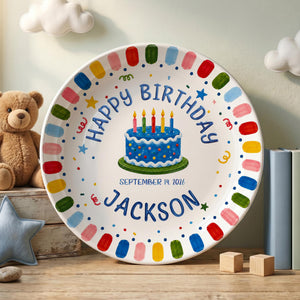 Personalized Birthday Plate, Happy Birthday Ceramic Plate, Colorful Birthday Cake Plate, Custom Birthday Gift, Kids Party Decor a994db4d-d89c-437a-9b49-36c0c7d4a73e-4.jpg