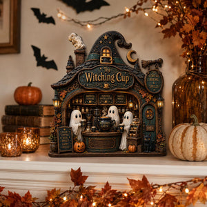 Whimsical Witch Coffee Shop Wooden Block, Halloween Ghost Cafe Decor, Autumn Tiered Tray Sign, Spooky Kitchen Shelf Ornament Accent a9a920fe-1897-4399-8e6d-0fdd4d9b34c7-3.jpg