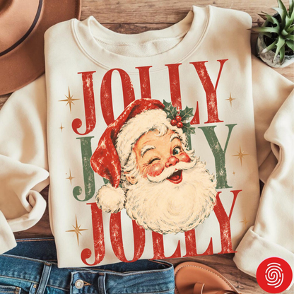 Jolly Santa - Vintage Christmas Holly Distressed Retro Holiday Nostalgic Festive Shirt a9d8426e-d48d-4bf1-b18c-b001ecc8207a-il_1588xN.png