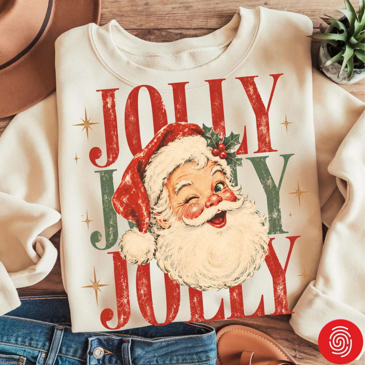 Jolly Santa - Vintage Christmas Holly Distressed Retro Holiday Nostalgic Festive Shirt a9d8426e-d48d-4bf1-b18c-b001ecc8207a-il_1588xN.png