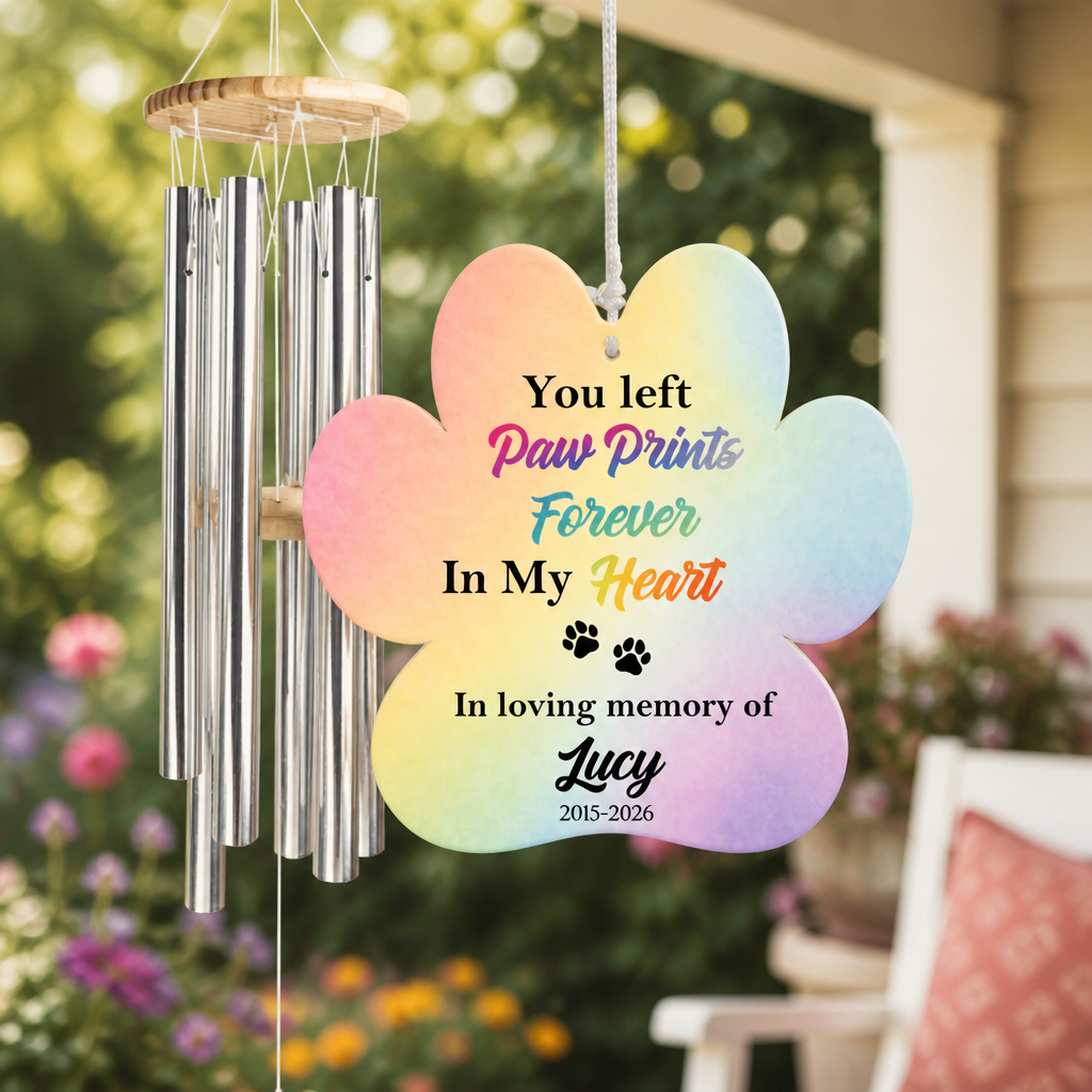 Pet Memorial Wind Chime – You Left Paw Prints In My Heart – Personalized Name & Years - Personalized Windchime a9eabcdc-04d5-42a8-996d-9cb76b171b72.png