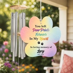 Pet Memorial Wind Chime – You Left Paw Prints In My Heart – Personalized Name & Years - Personalized Windchime a9eabcdc-04d5-42a8-996d-9cb76b171b72.png