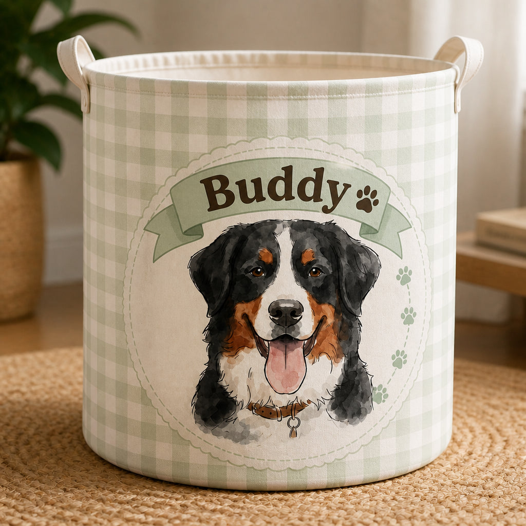 Custom Pet Portrait Storage Bag – Watercolor Gingham with Name - Personalized Storage Bag a9ee83d2-a073-4e3e-8a89-12d1e9cc64a8.jpg