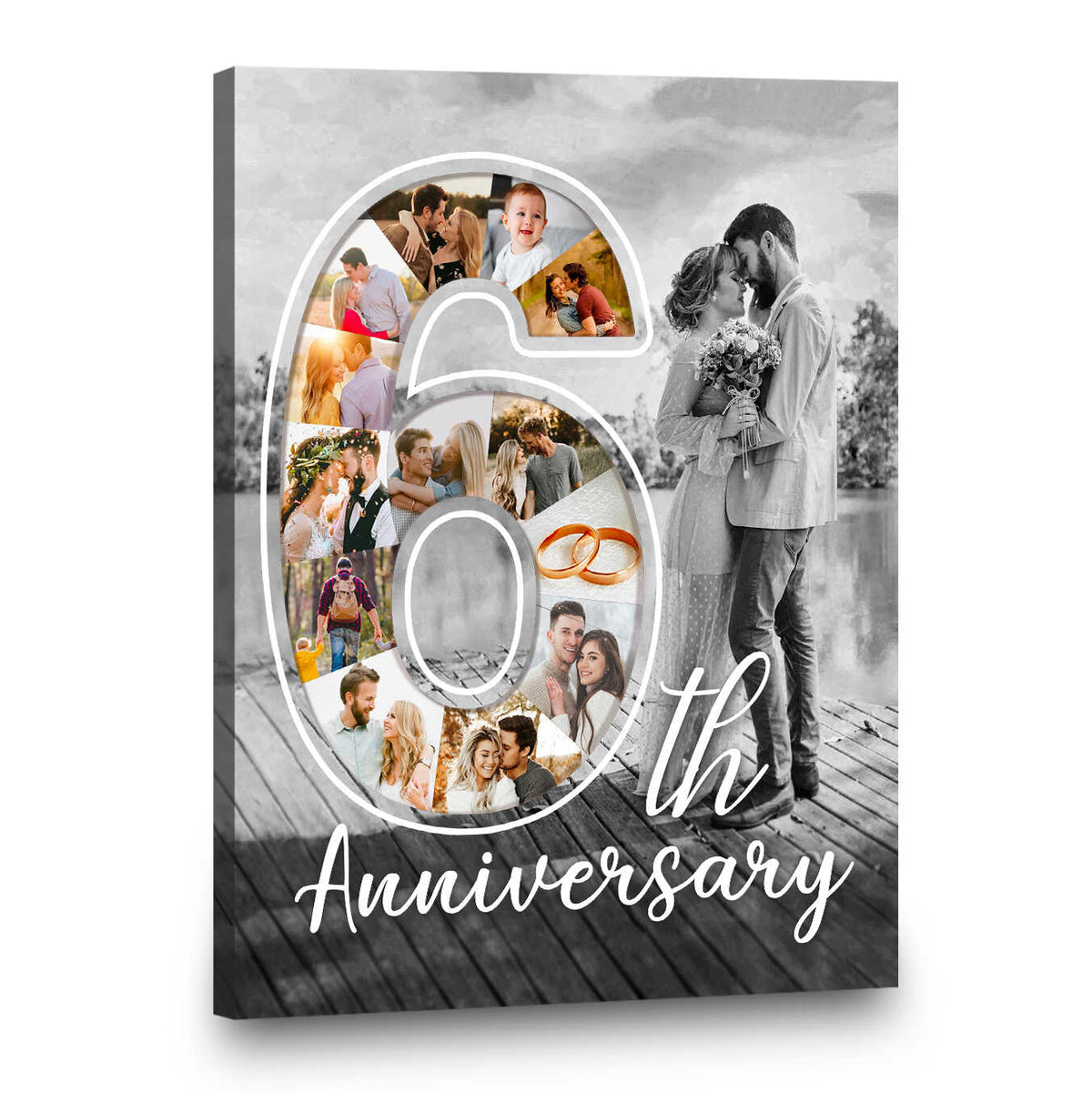 6th Anniversary Gift For Him, 6 Year Anniversary Gift For Her, Photo Collage Canvas Print
