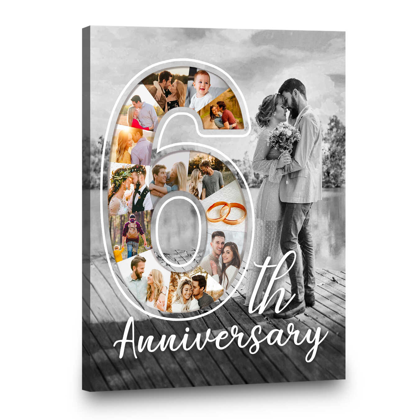 6th Anniversary Gift For Him, 6 Year Anniversary Gift For Her, Photo Collage Canvas Print