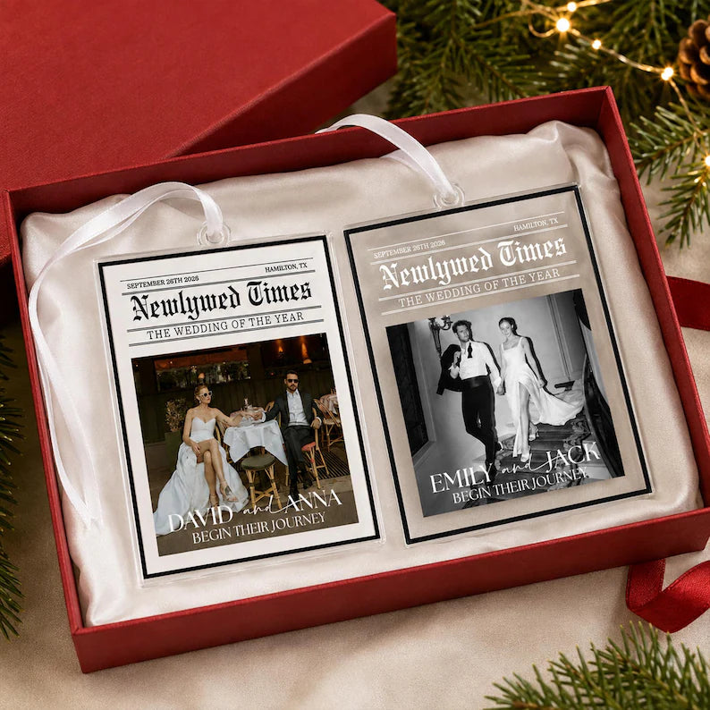 Personalized Wedding Photo Newspaper Ornament: Newlywed Times Ornament, Just Married Ornament, 2026 First Anniversary Gift for Couple a9fa442d-d150-4951-8656-bd657b143b09-ewtwre-2-.webp