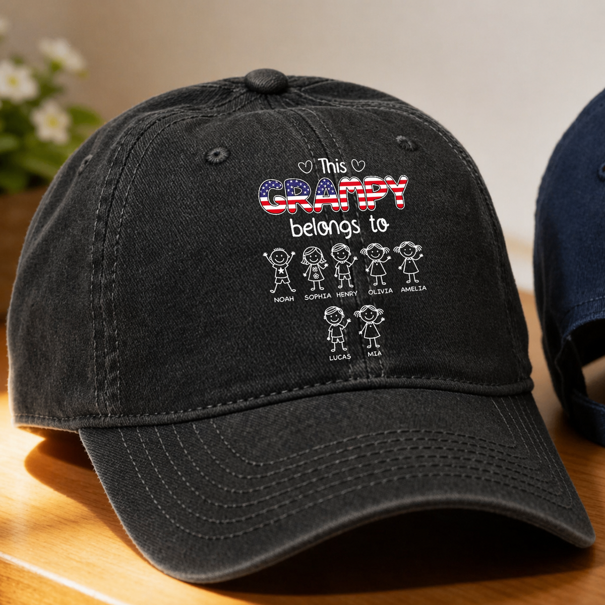 This Grandpa Belongs To Us America - Personalized Custom Vintage Classic Cap