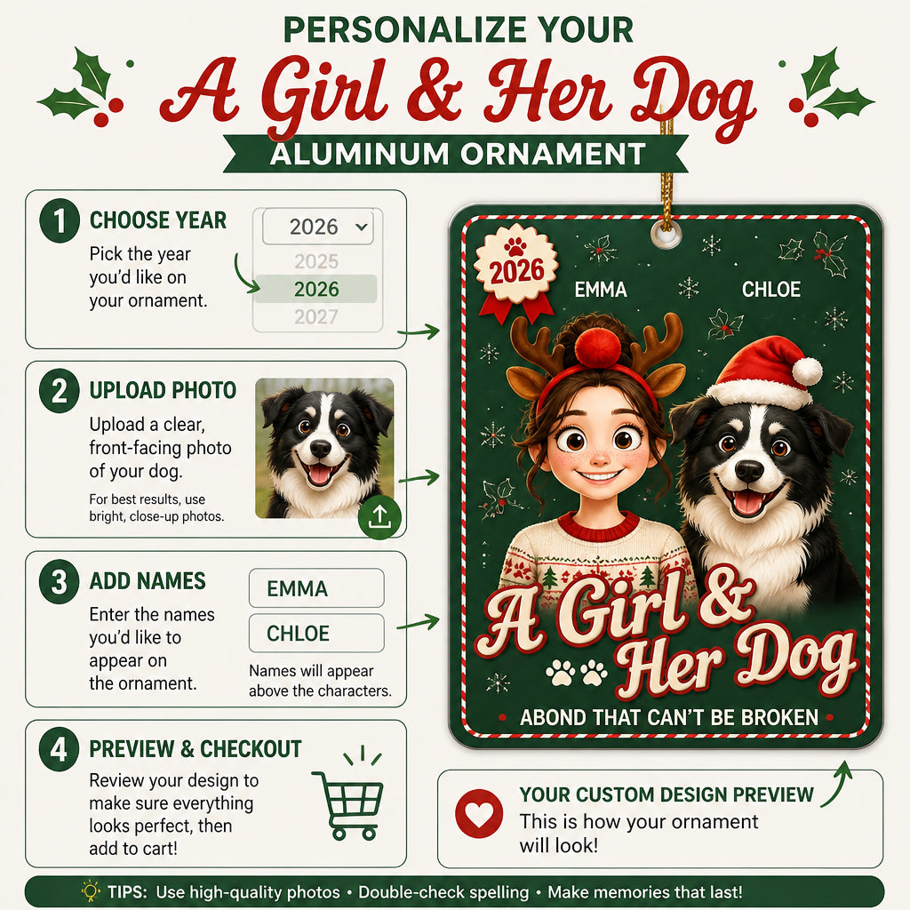 A Girl & Her Dog — Custom Cartoon Portrait Aluminum Ornament - Personalized Aluminum Ornament aa1fa0f4-da8f-41e8-9342-dcbe763b3f91.jpg