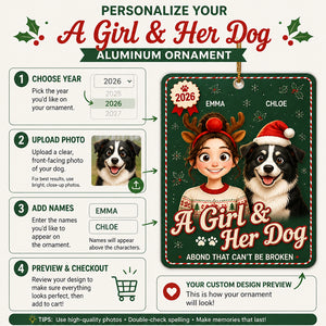 A Girl & Her Dog — Custom Cartoon Portrait Aluminum Ornament - Personalized Aluminum Ornament aa1fa0f4-da8f-41e8-9342-dcbe763b3f91.jpg