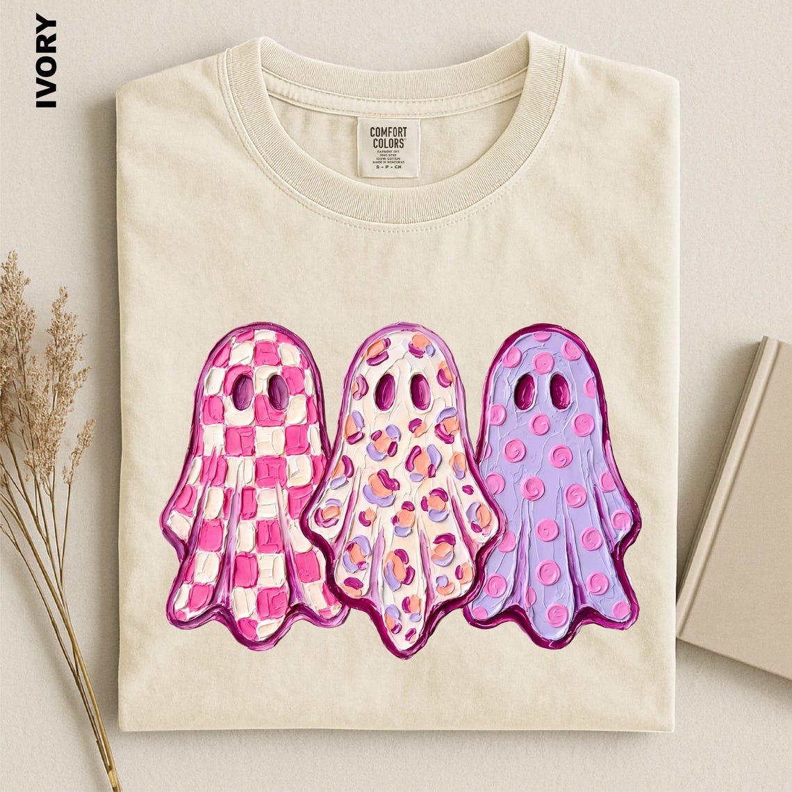 Halloween Ghost Shirt, Cute Pink Ghost Tee, Comfort Colors Spooky Season T-shirt, Tis The Season Sweatshirt, Cozy Fall Halloween Graphic Top aa32e348-4abe-4549-be7e-d8f6d43b109e-2.jpg