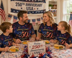 Custom Family American 250th Anniversary 1776 - 2026 3D Shirt, Family Matching Patriotic Crew Shirt, Gift for Dad, Mom, Patriotic Shirt
