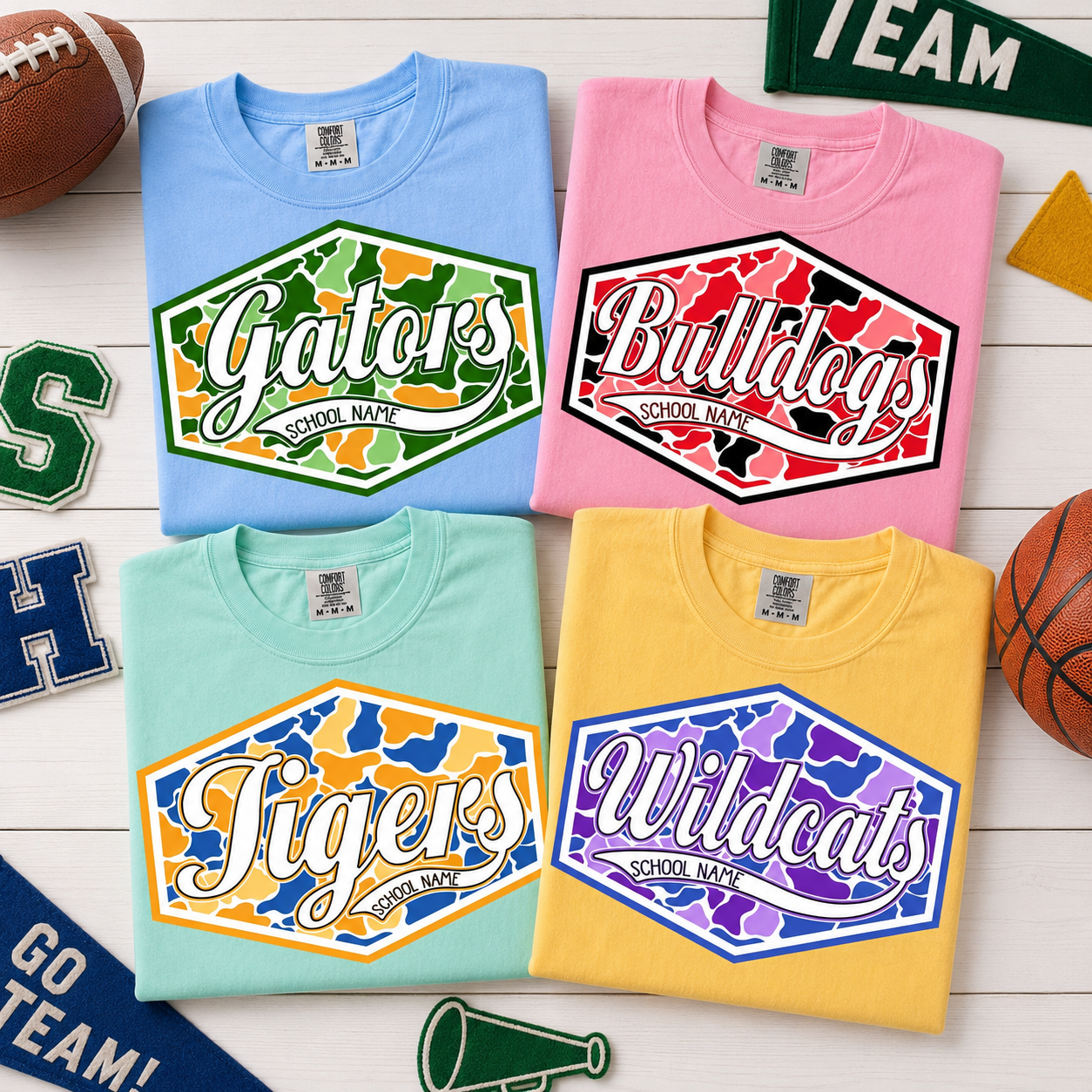 Custom School Spirit Shirt With Personalized Mascot, Spirit Pennant Tee, Floral Varsity Letters, School mascot aa466e69-2cf9-4e76-9f31-7777f7dda96b-banner-1.png