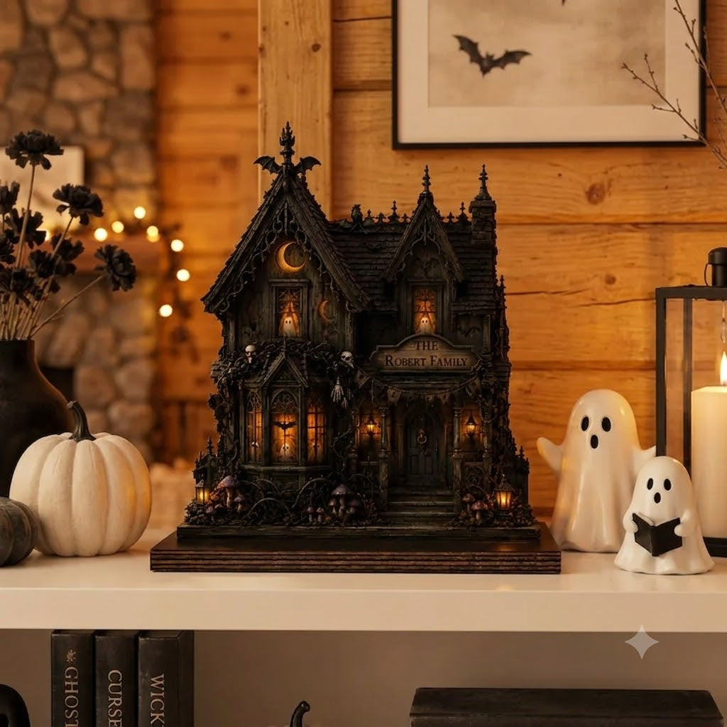 Personalized Haunted House Wooden Block, Gothic Family Name Sign, Halloween Home Decor Haunted Mansion Decor, Dark Academia Wooden Keepsake aa50356d-1f90-4219-9332-615ba7f917dd-5006296a-87f5-4921-a772-474fa5fa2406.jfif