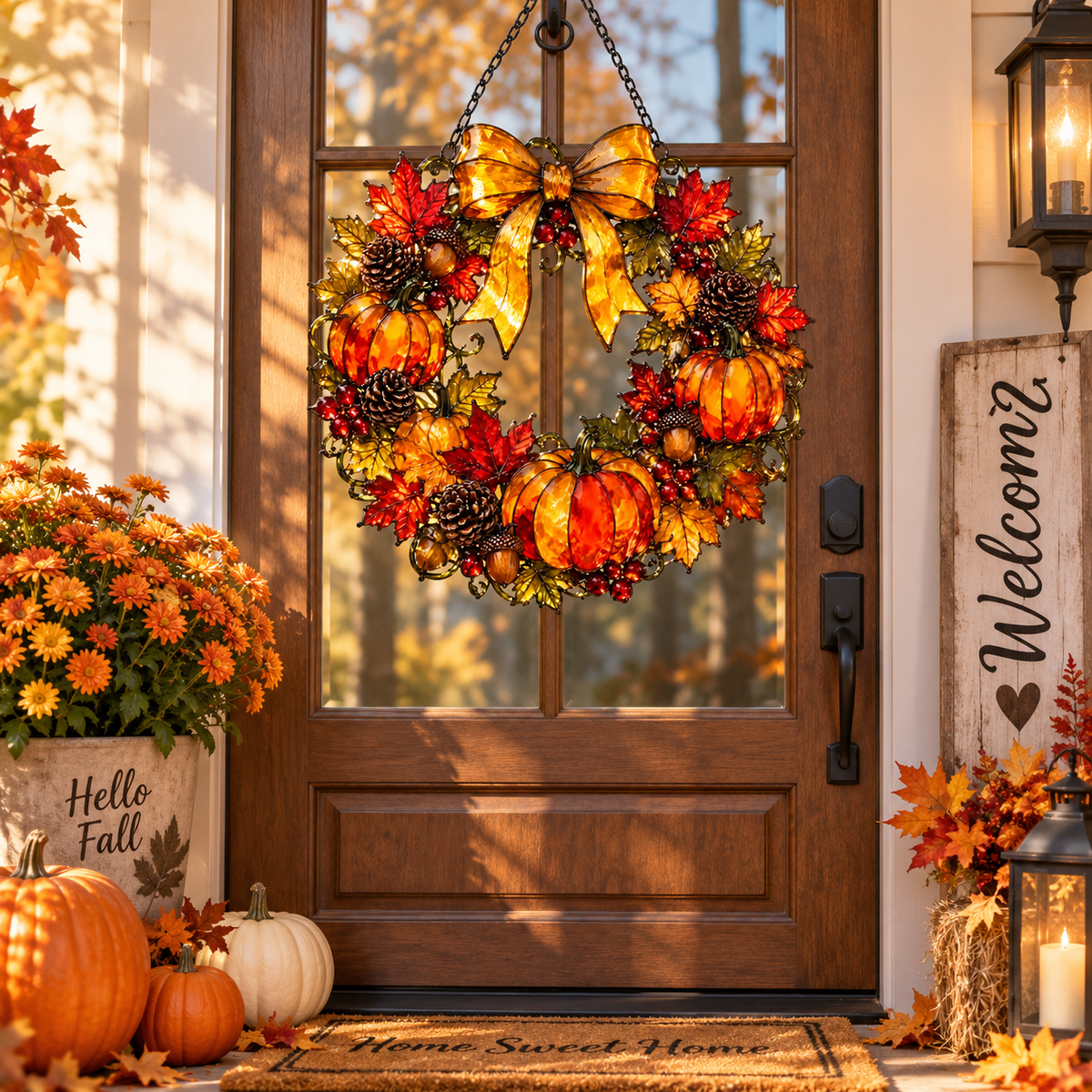 Pumpkin Wreath Suncatcher, Fall Window Decor, Acrylic Stained Glass Style Hanging Art Gift aa5071ee-5193-43d4-a57f-14022e9938f4-62c6587d-a408-44a7-8b59-9a0c2f8c7346.png