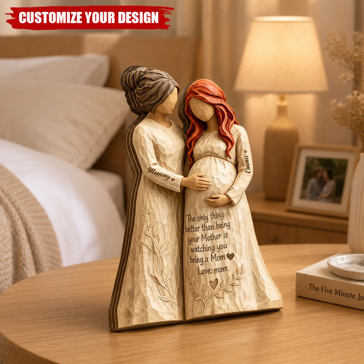 Watching You Become a Mom Personalized Wooden Figurine