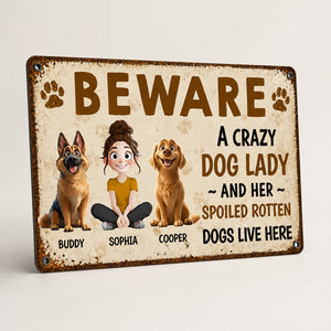 Beware Crazy Dog Lady Custom Portrait Metal Sign - Personalized Metal Sign aa8f7ab3-e6d1-4e21-889f-d9ad3c690668.jpg