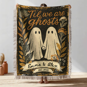 Custom Spooky Ghost Couple Engagement Gift, Personalized Til Death Do Us Part Halloween Wedding Woven Blanket, Anniversary Gift aa91cb29-1af9-4e2a-a05a-b7e917797456-1.jpg