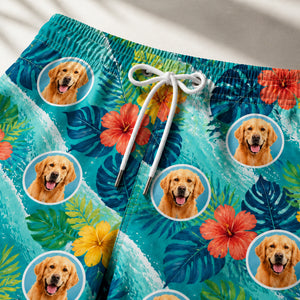 Custom Pet Face Tropical Wave Beach Shorts - Personalized Beach Short aaa0302e-3b58-43dd-812b-3b46661d1ba0.jpg