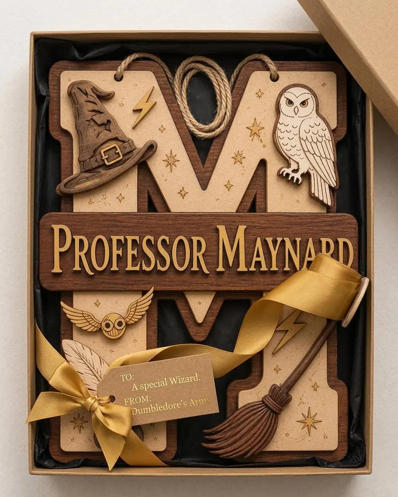 Personalized Wizard Initial Wooden Sign, Custom Teacher Door Hanger, Magical Professor Name Gift aaacaf50-22c4-4649-8e33-12d745b3ec6f-hrtfhju-3-.webp