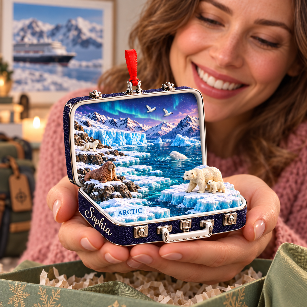 Personalized Arctic 3D Suitcase Christmas Ornament – Polar Bear Travel Keepsake & Gift for Nature Lovers aab06a95-eb99-41b7-8935-a1d438a6586b-Polar-keepsake-gift-unboxing-2.png