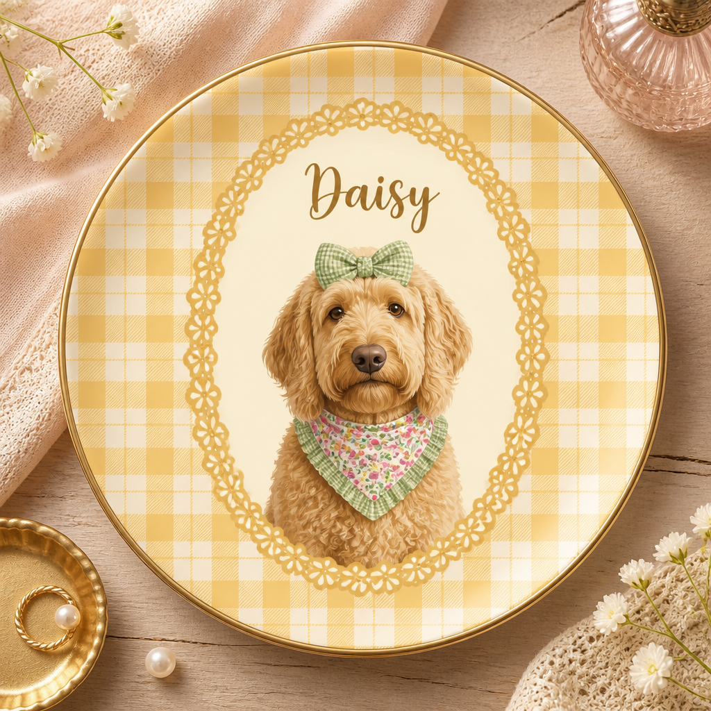 Custom Pet Portrait Name Plate – Botanical Cameo Edition - Personalized Personalized Ceramic Plate aab5376b-0906-4cc2-83bd-7cd6aa26ac73.png