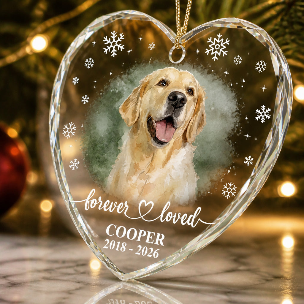 Forever Loved Pet Memorial Crystal Ornament — Photo, Name & Years - Personalized Crystal Ornament aab8a3ee-f30c-4ca1-bc6d-2d7d7dd0623d.jpg