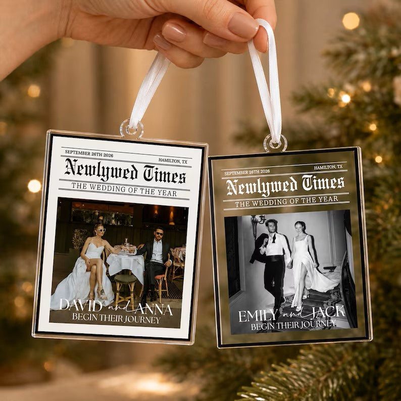 Personalized Wedding Photo Newspaper Ornament: Newlywed Times Ornament, Just Married Ornament, 2026 First Anniversary Gift for Couple aabb1405-9033-4232-bff8-705886d0ac04-ghgfhgghghhghfg.jpg