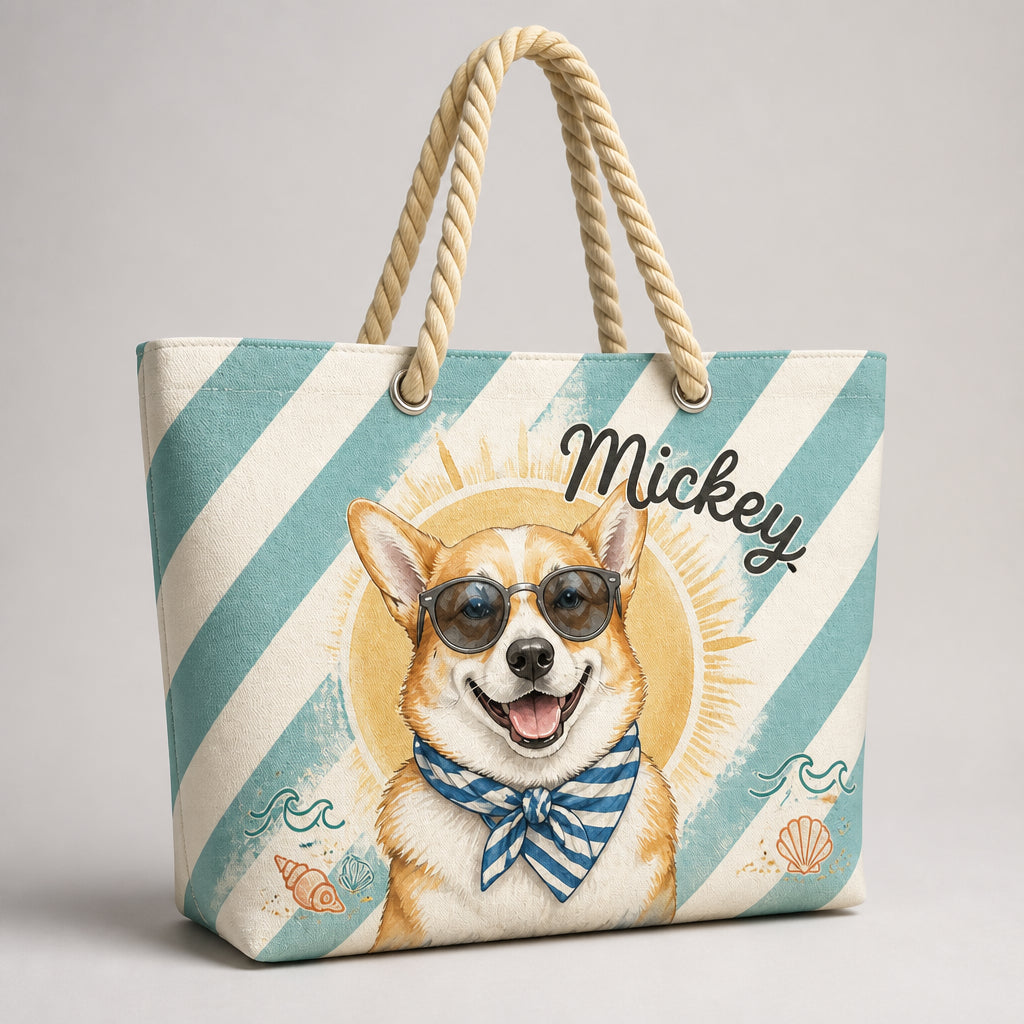 Custom Beach Tote – Watercolor Pet Portrait with Shades - Personalized AOP Tote aaf54d6e-8860-4771-885f-d60c62befbff.jpg