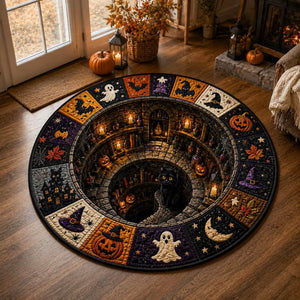 Halloween Round Quilted Rug, 3D Witch Dungeon Illusion Rug, Black Cat Halloween Rug, Spooky Witchy Floor Mat, Halloween Home Decor ab21dcae-b86e-4761-8640-7e08682d8add-sfsde.jpg