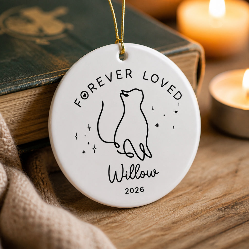 Forever Loved Cat Memorial Ornament — Personalized Name & Year - Personalized Ornament ab228a48-b975-4e26-889b-d2e96329949c.jpg