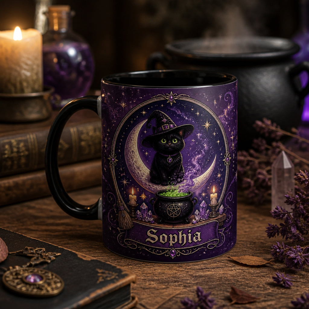 Witchy Cat Cauldron Personalized Name Mug - Personalized Edge-to-Edge Mug ab2701c7-4271-4911-a34a-7db2453aa36a.jpg
