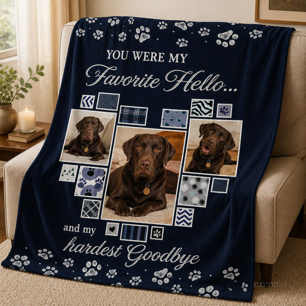 Pet Memorial Photo Blanket - "Favorite Hello, Hardest Goodbye" (3 Photos) - Personalized Blanket ab3a8abb-9dd4-473e-8cb9-3c1aebcc3859.jpg