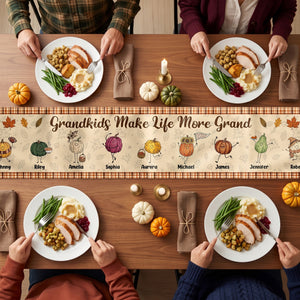 Grandkids Make Life More Grand Autumn Vibes - Personalized Table Runner ab46c9a0-758f-4f58-8a42-ffb98f937100-4.jpg