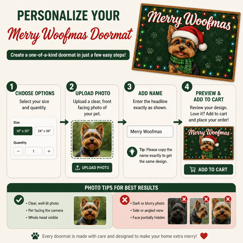 Merry Woofmas Yorkie Doormat - Personalized Doormat ab4739de-6ace-40da-b6f9-4cc175e926b2.jpg
