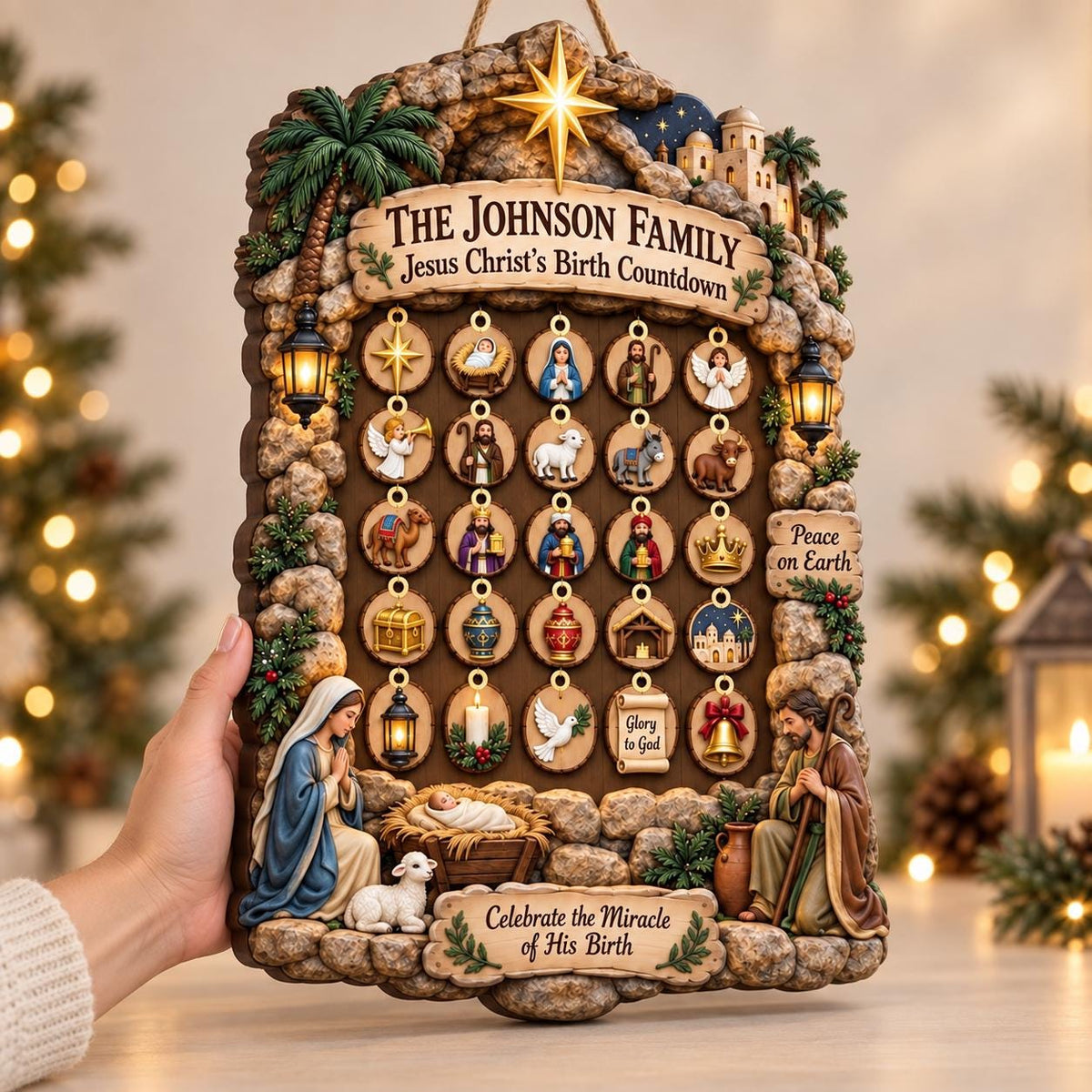 Personalized Nativity Advent Calendar: Custom Wood Christmas Countdown Sign with Hanging Ornaments ab72a819-14a5-435b-a375-b818696e2286-il_fullxfull.8573775725_365q.jpg